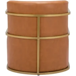 Accent Chairs-Kirkland's Home Vinyl And Gold Frame Accent Chair Brown