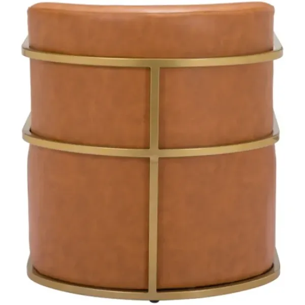Accent Chairs-Kirkland's Home Vinyl And Gold Frame Accent Chair Brown