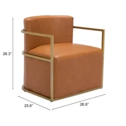 Accent Chairs-Kirkland's Home Vinyl And Gold Frame Accent Chair Brown
