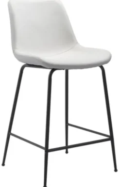 Bar Stools & Counter Height Stools-Kirkland's Home Vinyl And Steel Counter Stool White
