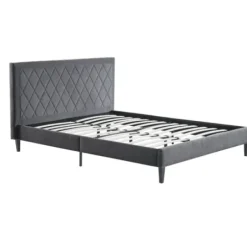Beds & Headboards-Kirkland's Home Viv Charcoal Diamond Tufted Full Bed Frame Gray