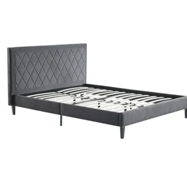 Beds & Headboards-Kirkland's Home Viv Charcoal Diamond Tufted Full Bed Frame Gray
