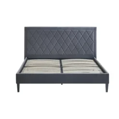 Beds & Headboards-Kirkland's Home Viv Charcoal Diamond Tufted Full Bed Frame Gray