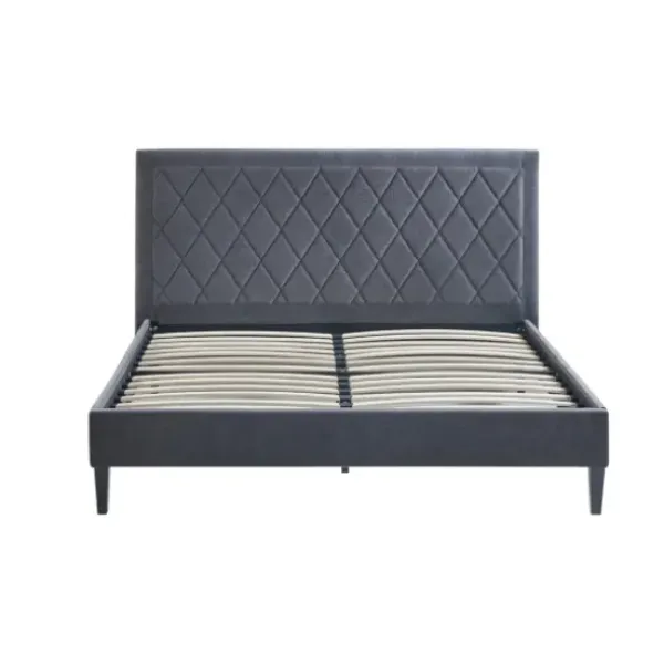 Beds & Headboards-Kirkland's Home Viv Charcoal Diamond Tufted Full Bed Frame Gray