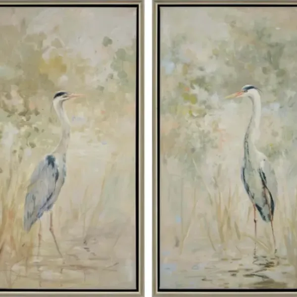 Framed Art-Kirkland's Home Wading Heron 2-Pc. Floater Framed Art Print Set Tan