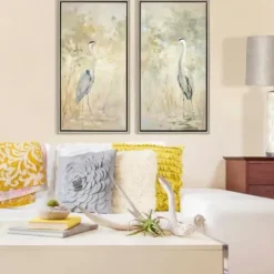 Framed Art-Kirkland's Home Wading Heron 2-Pc. Floater Framed Art Print Set Tan