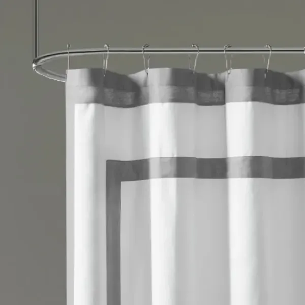 Shower Curtains-Kirkland's Home Waffle Weave Cotton Shower Curtain White