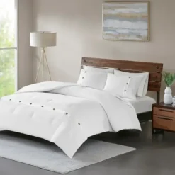Comforters-Kirkland's Home Waffle Weave 3-Pc. Full/Queen Comforter Set Ivory