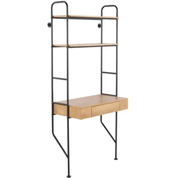 Office Furniture-Kirkland's Home Wall-Mounted Steel And Blonde Wood Desk