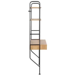 Office Furniture-Kirkland's Home Wall-Mounted Steel And Blonde Wood Desk