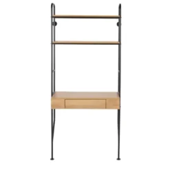 Office Furniture-Kirkland's Home Wall-Mounted Steel And Blonde Wood Desk