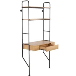 Office Furniture-Kirkland's Home Wall-Mounted Steel And Blonde Wood Desk