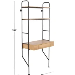 Office Furniture-Kirkland's Home Wall-Mounted Steel And Blonde Wood Desk