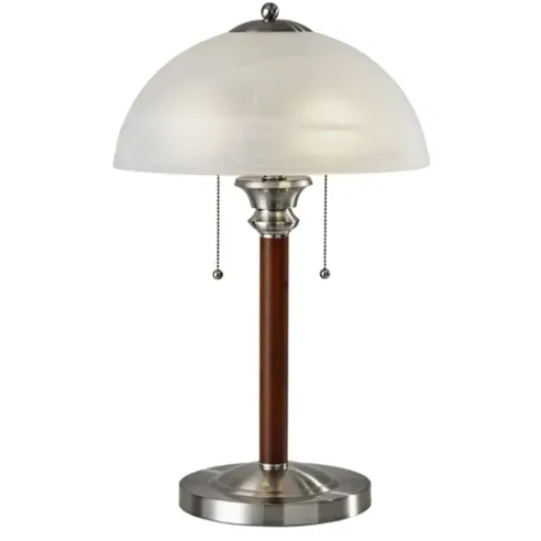 Desk Lamps & Task Lighting-Kirkland's Home Walnut Alabaster Frosted Glass Table Lamp White