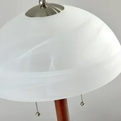 Desk Lamps & Task Lighting-Kirkland's Home Walnut Alabaster Frosted Glass Table Lamp White