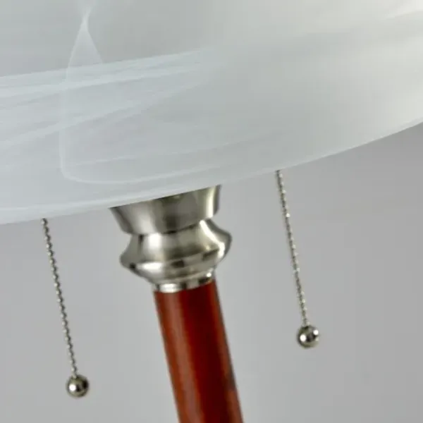 Desk Lamps & Task Lighting-Kirkland's Home Walnut Alabaster Frosted Glass Table Lamp White
