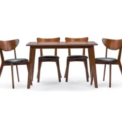 Dining Sets-Kirkland's Home Walnut And Black Mid-Century 5-Pc. Dining Set