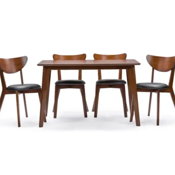 Dining Sets-Kirkland's Home Walnut And Black Mid-Century 5-Pc. Dining Set