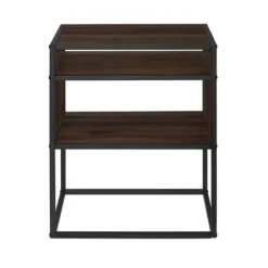 Accent & End Tables-Kirkland's Home Walnut And Metal Mid-Century Modern Accent Table