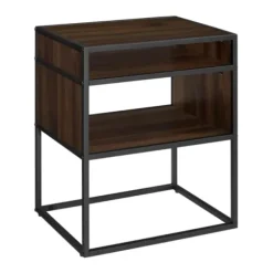 Accent & End Tables-Kirkland's Home Walnut And Metal Mid-Century Modern Accent Table