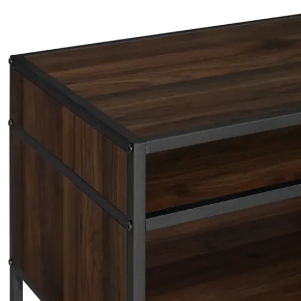 Accent & End Tables-Kirkland's Home Walnut And Metal Mid-Century Modern Accent Table