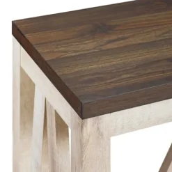 Console Tables-Kirkland's Home Walnut And Whitewash A-Frame Console Table Ivory