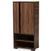 Entryway Furniture-Kirkland's Home Walnut Asymmetrical Shoe Storage Cabinet Brown