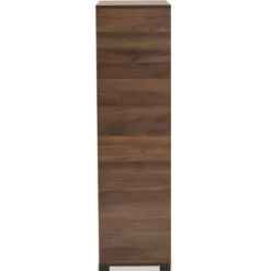 Entryway Furniture-Kirkland's Home Walnut Asymmetrical Shoe Storage Cabinet Brown