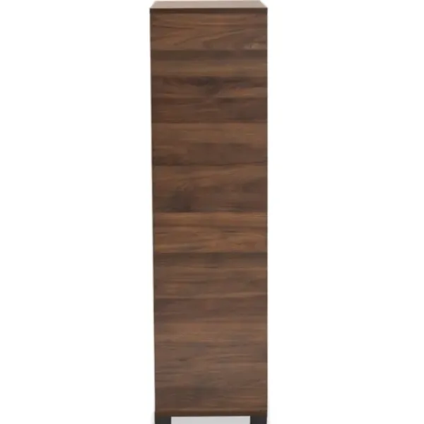 Entryway Furniture-Kirkland's Home Walnut Asymmetrical Shoe Storage Cabinet Brown