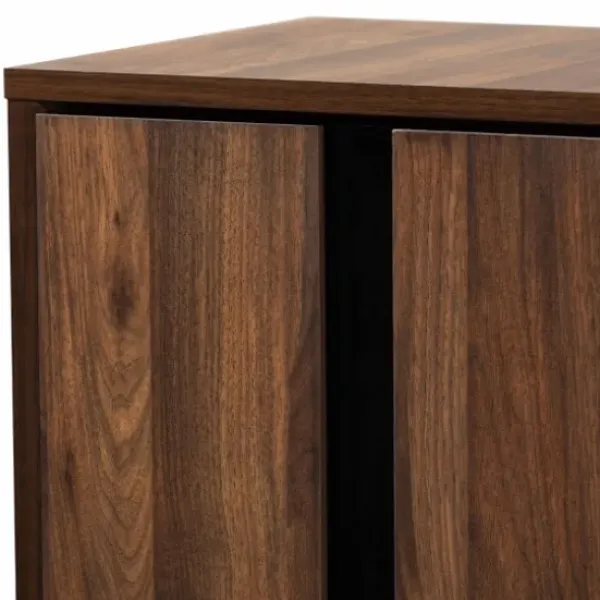 Entryway Furniture-Kirkland's Home Walnut Asymmetrical Shoe Storage Cabinet Brown