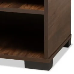 Entryway Furniture-Kirkland's Home Walnut Asymmetrical Shoe Storage Cabinet Brown