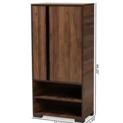 Entryway Furniture-Kirkland's Home Walnut Asymmetrical Shoe Storage Cabinet Brown