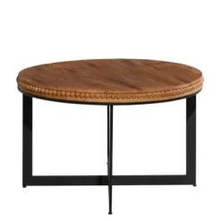 Coffee Tables-Kirkland's Home Walnut Beaded Industrial Coffee Table