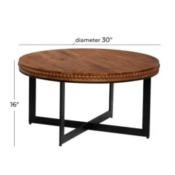 Coffee Tables-Kirkland's Home Walnut Beaded Industrial Coffee Table