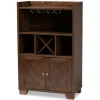 Cabinets & Sideboards-Kirkland's Home Walnut Brown Open Shelf Wine Cabinet