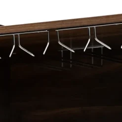Cabinets & Sideboards-Kirkland's Home Walnut Brown Open Shelf Wine Cabinet