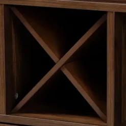 Cabinets & Sideboards-Kirkland's Home Walnut Brown Open Shelf Wine Cabinet