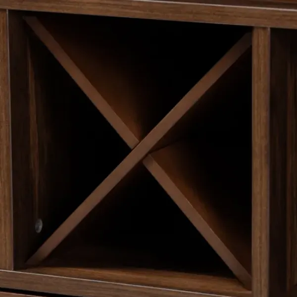 Cabinets & Sideboards-Kirkland's Home Walnut Brown Open Shelf Wine Cabinet