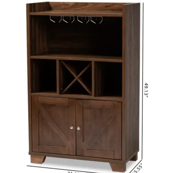 Cabinets & Sideboards-Kirkland's Home Walnut Brown Open Shelf Wine Cabinet