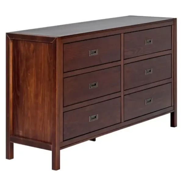 Dressers & Chests-Kirkland's Home Walnut Classic 6-Drawer Dresser Brown