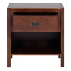 Nightstands-Kirkland's Home Walnut Classic 1-Drawer Nightstand Brown
