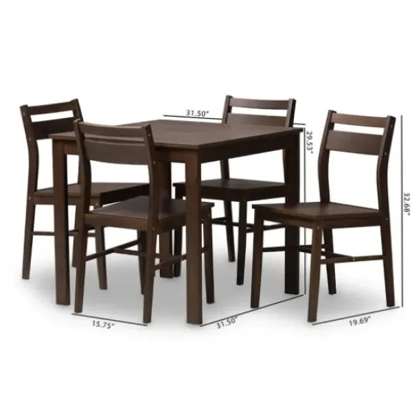 Dining Sets-Kirkland's Home Walnut Contemporary Wood 5-Pc. Dining Set