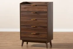 Dressers & Chests-Kirkland's Home Walnut 5-Drawer Wood Chest Brown