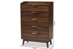 Dressers & Chests-Kirkland's Home Walnut 5-Drawer Wood Chest Brown