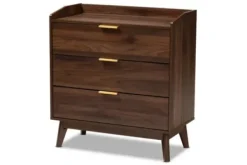 Dressers & Chests-Kirkland's Home Walnut 3-Drawer Wood Chest Brown