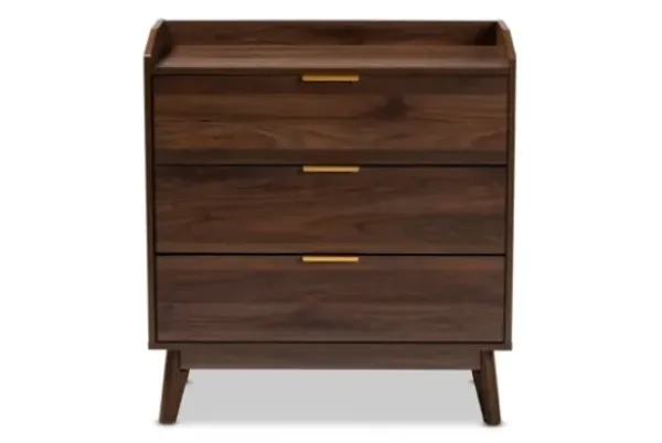 Dressers & Chests-Kirkland's Home Walnut 3-Drawer Wood Chest Brown