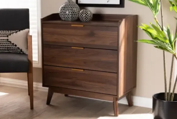 Dressers & Chests-Kirkland's Home Walnut 3-Drawer Wood Chest Brown