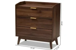 Dressers & Chests-Kirkland's Home Walnut 3-Drawer Wood Chest Brown