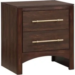 Nightstands-Kirkland's Home Walnut 2-Drawer Wood Nightstand Brown
