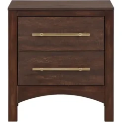 Nightstands-Kirkland's Home Walnut 2-Drawer Wood Nightstand Brown